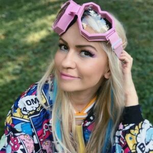 Comic print light jacket S-M